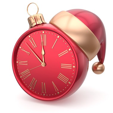 Happy New Year clock bauble Christmas ball Santa hat timer