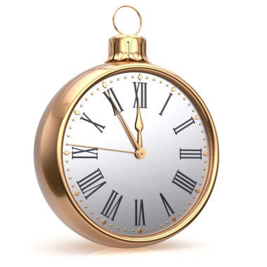 New Year's Eve clock midnight countdown Christmas ball gold