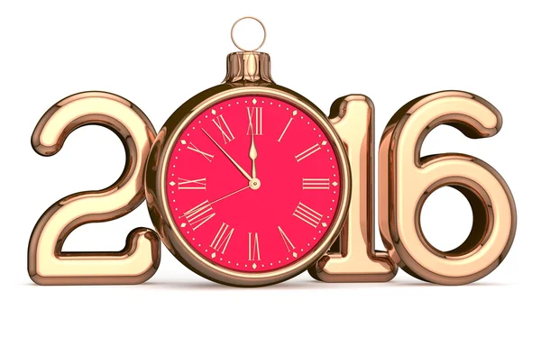 New 2016 Year's Eve alarm clock Christmas ball bauble date — Stock fotografie