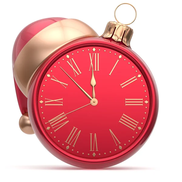 Relógio de Ano Novo Bola de Natal Santa chapéu decoração vermelho — Fotografia de Stock