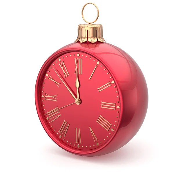 New Year's Eve clock bauble Christmas ball decoration red — Stock fotografie