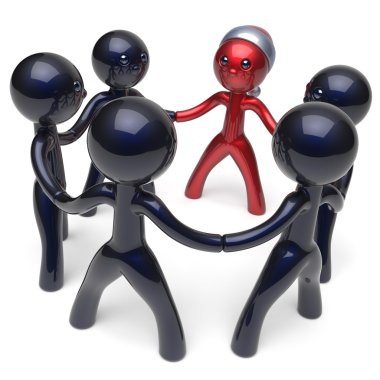 New Year's Eve teamwork circle people leader Santa hat man