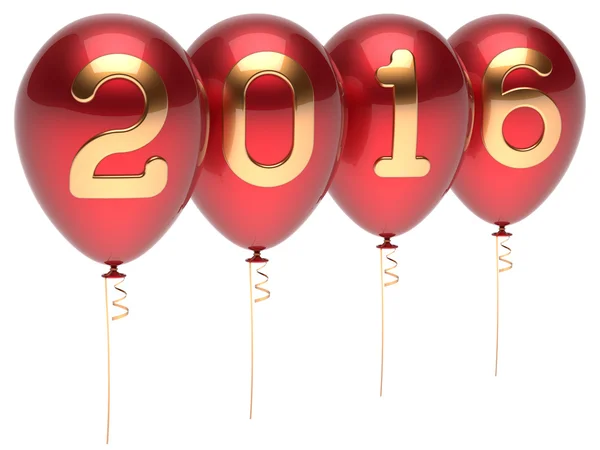 New 2016 Year party balloons Christmas decoration red golden — Stock Photo, Image