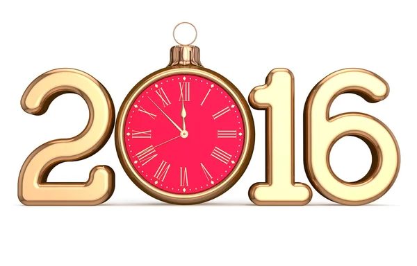 2016 Silvestr datum hodiny vánoční kouli výzdobě — Stock fotografie