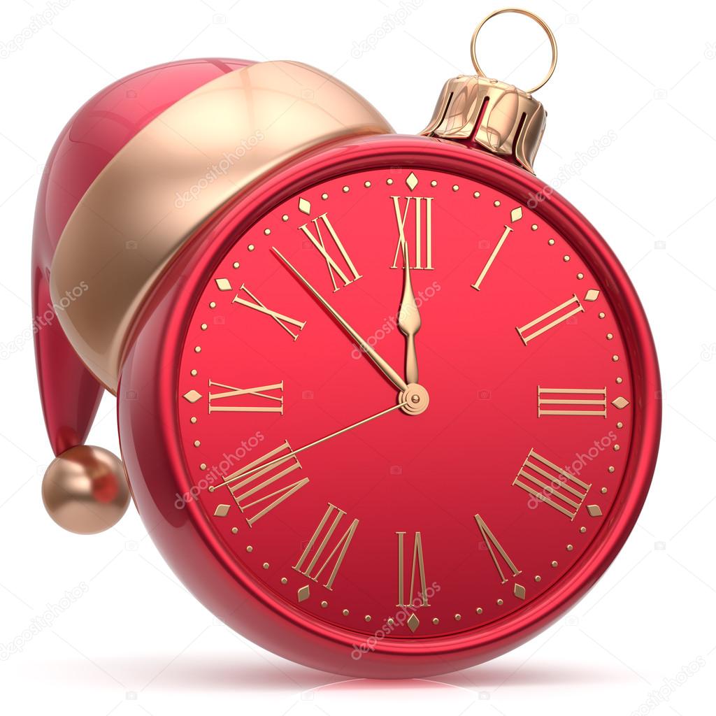 SilvesterClock Weihnachten Kugel Santa Hut Dekoration rot — Stockfoto