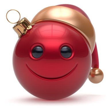Smiley face Christmas ball emoticon Happy New Year bauble