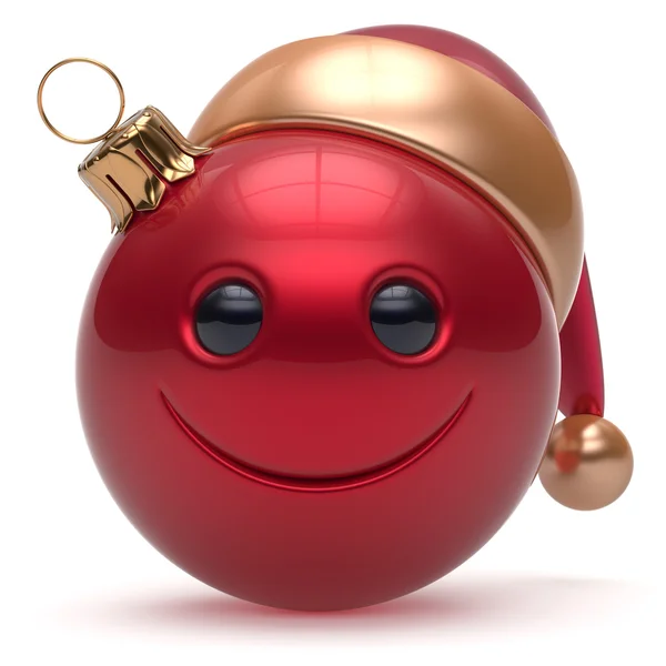 Smiley face Christmas ball emoticon Happy New Year bauble — Stok fotoğraf