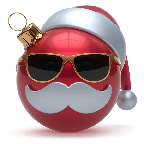 Christmas ball emoticon Happy New Year bauble Santa Claus — Stok fotoğraf