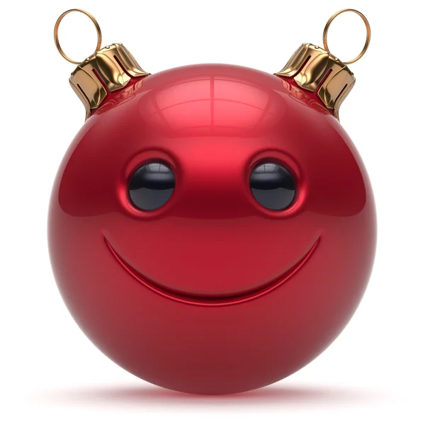 Christmas ball smiley face Happy New Year's Eve emoticon — Stok fotoğraf