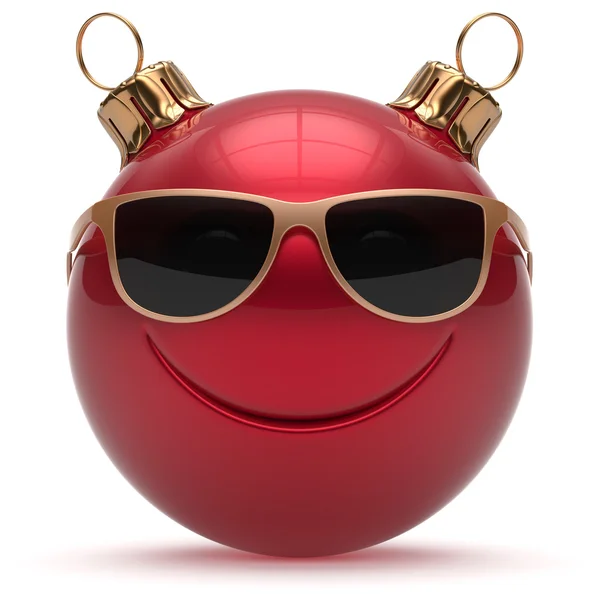 Christmas ball smiley face Happy New Year's Eve emoticon — Φωτογραφία Αρχείου