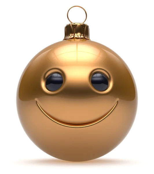 Smiley face Christmas ball emoticon Happy New Year bauble — Stock Photo