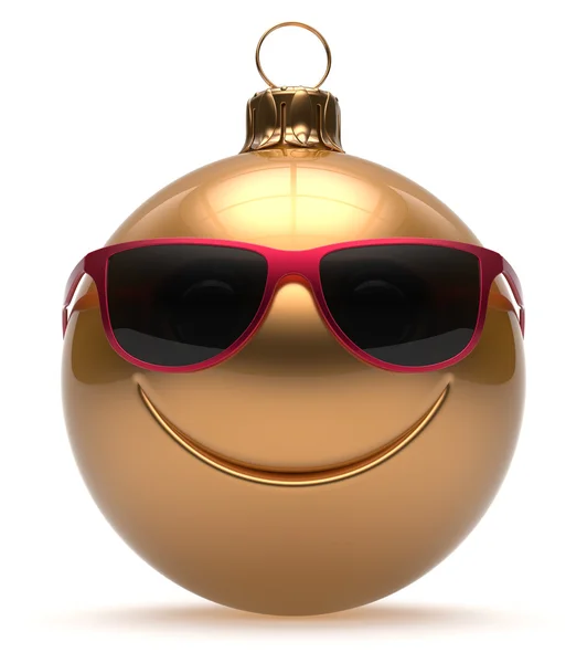 Faccina sorridente palla di Natale emoticon Felice anno nuovo — Foto Stock