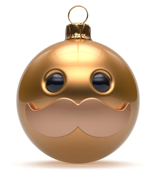 Bola de Navidad emoticono bigote sonriente cara Nochevieja —  Fotos de Stock