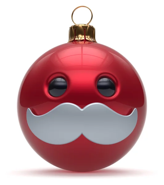 Bola de Navidad emoticono bigote sonriente cara Nochevieja — Foto de Stock