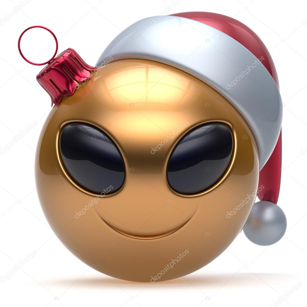 Christmas ball Happy New Year's Eve bauble smiley alien face