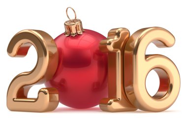Happy New Year 2016 Christmas ball Merry Xmas bauble gold