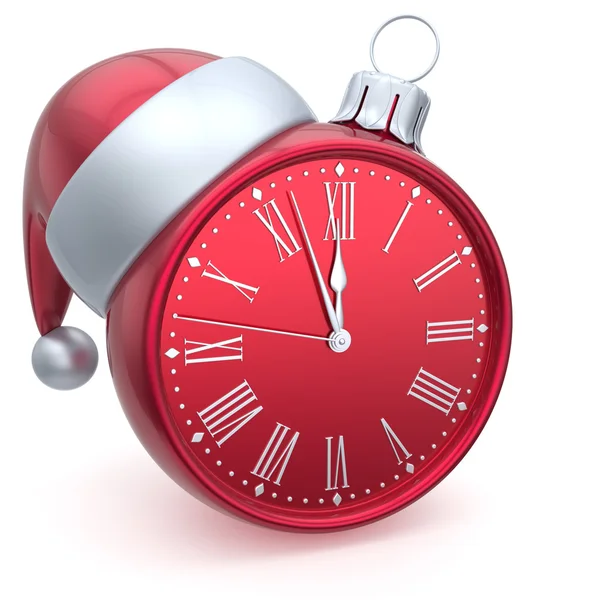 Christmas ball alarm clock New Year's Eve time Santa hat red — ストック写真