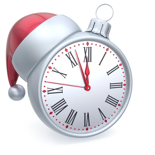 Christmas ball alarm clock New Year's Eve time Santa hat white — 图库照片