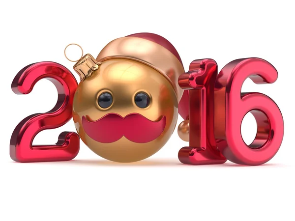 Silvester 2016 Datum Weihnachtskugel Emoticon Christbaumkugel — Stockfoto