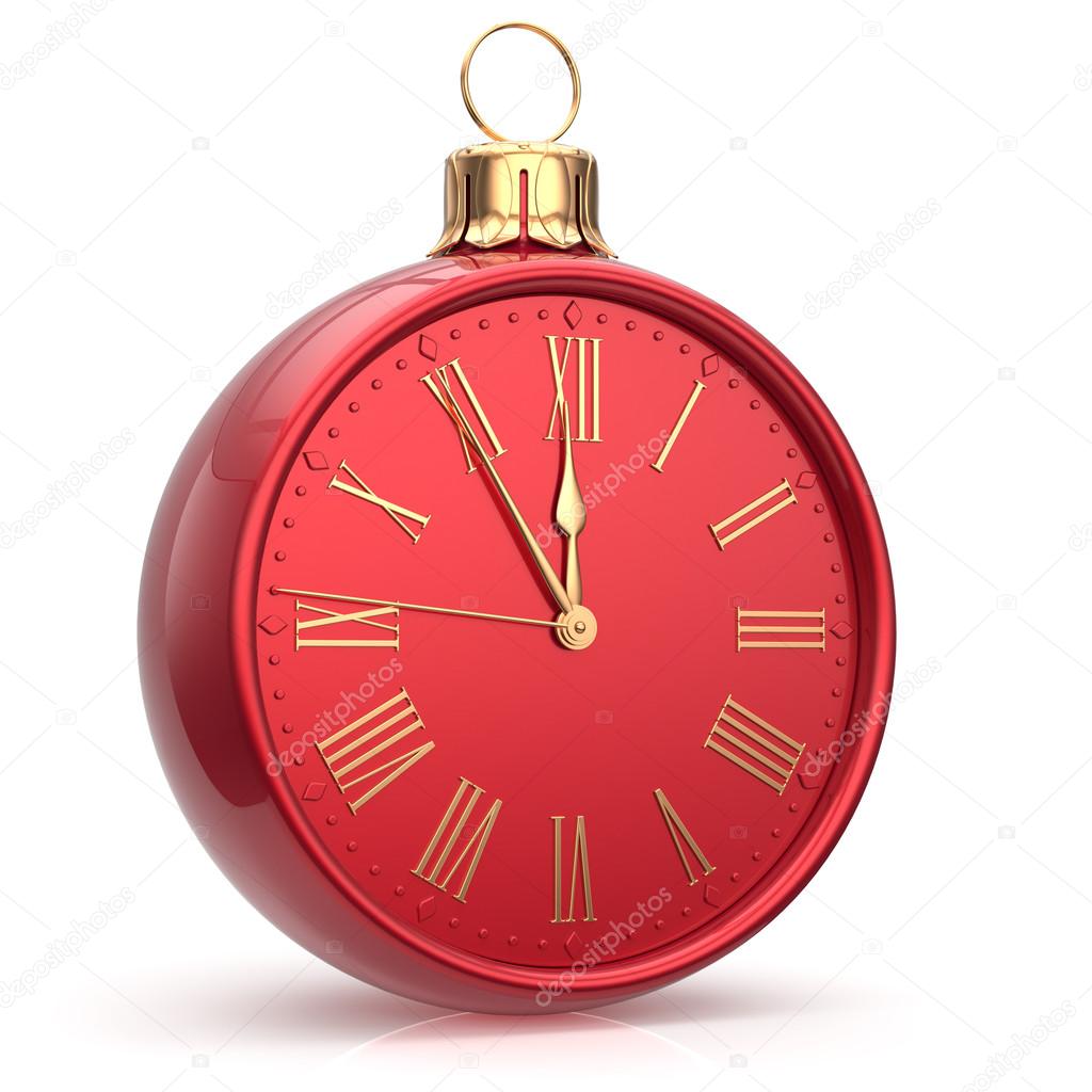 New Year's Eve time alarm clock bauble Christmas ball red