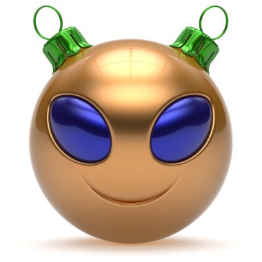 Emoticon Christmas ball smiley alien face Happy New Year