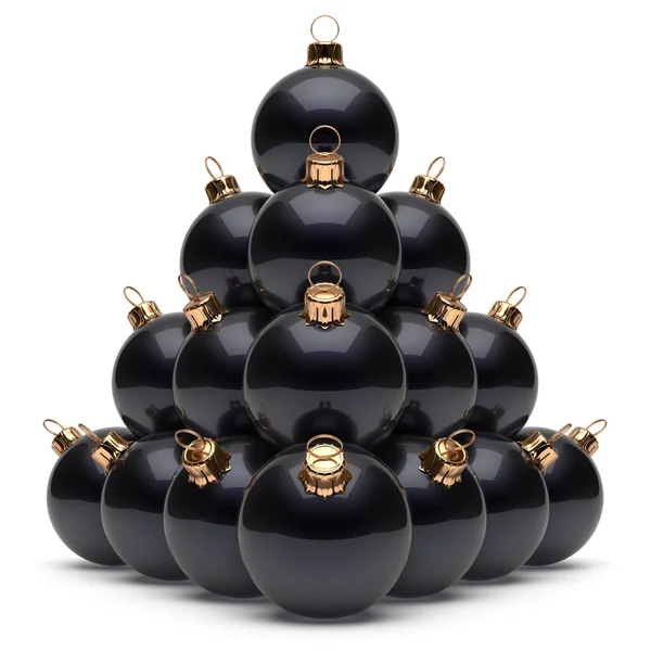 Palle di Natale piramide Capodanno gruppo di bagattelle nere — Foto Stock