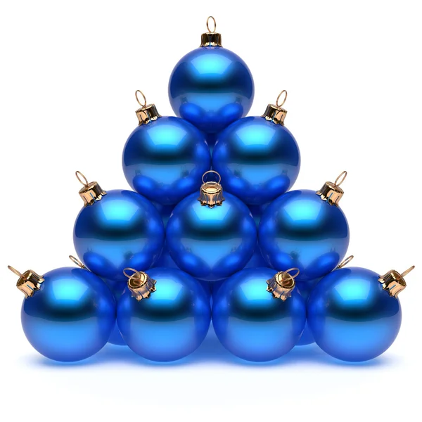 Pyramid Christmas balls blue New Year's Eve baubles group — Stock Photo, Image