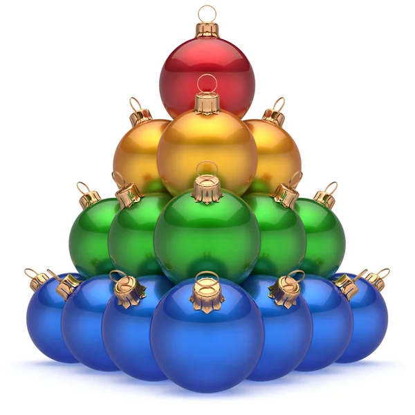 Christmas ball colorful pyramid top red leader first place winner — Stock Photo, Image