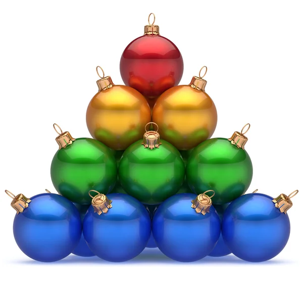 Pyramid christmas balls colorful top red leader first place win — Stock Photo, Image