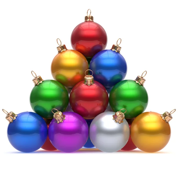 Pyramid christmas ball multicolored red on top New Year's Eve — Stockfoto