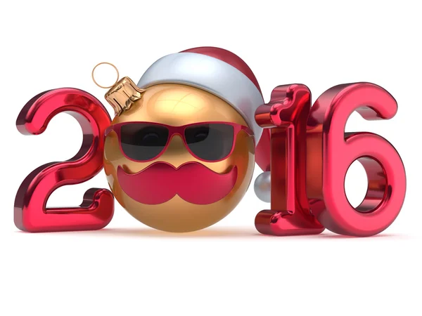 Nouvel An 2016 boule de Noël calendrier date emoticon bauble — Photo