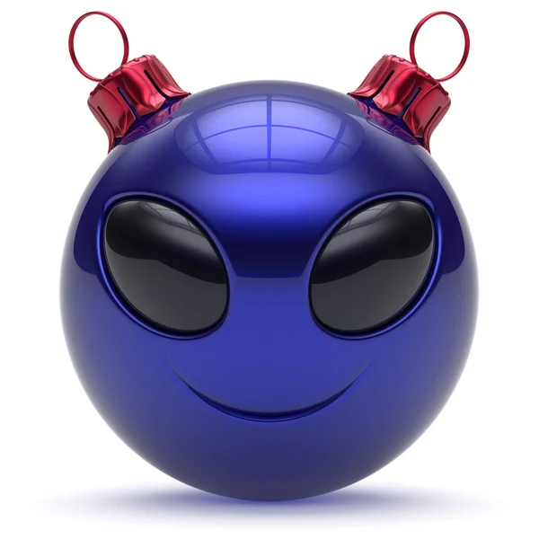 Christmas ball alien face emoticon smiley New Year's Eve — Stok fotoğraf