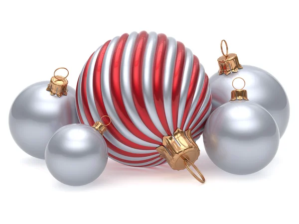 Christmas balls New Year's Eve adornment decoration red silver — Stock fotografie