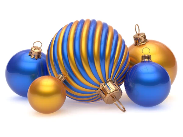 Bolas de Navidad Adorno de Nochevieja decoración oro azul —  Fotos de Stock