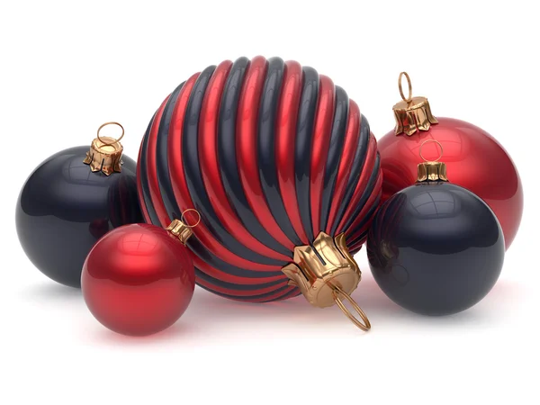 Bolas de Natal véspera de Ano Novo adorno decoração vermelho preto — Fotografia de Stock