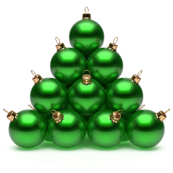 Natale palla piramide verde Capodanno bauble gruppo — Foto Stock