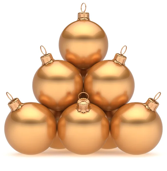 Christmas ball pyramid golden decoration New Year's Eve gold — Stock Photo, Image