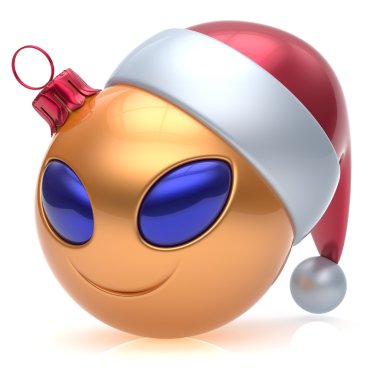 Christmas ball alien face New Year's Eve bauble smiley cartoon
