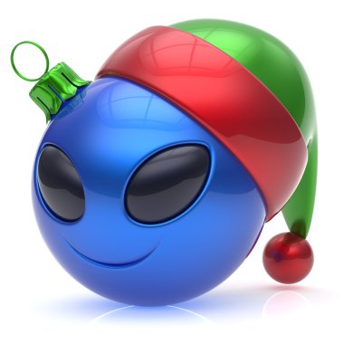 Christmas ball alien face New Years Eve bauble smiley emoticon