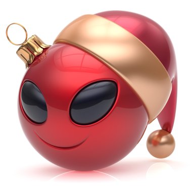 Christmas ball alien face New Years Eve bauble smiley emoticon