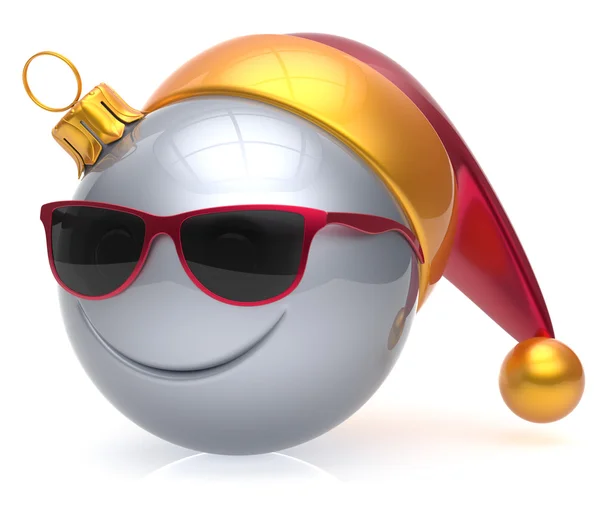 Bola de Navidad emoticono sonriente cara gafas icono de adorno —  Fotos de Stock