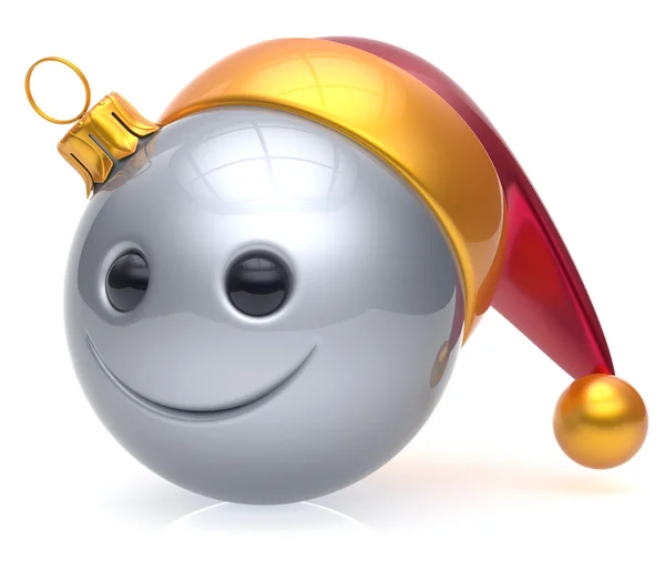 Christmas ball emoticon smiley face adornment New Year smile — Stockfoto