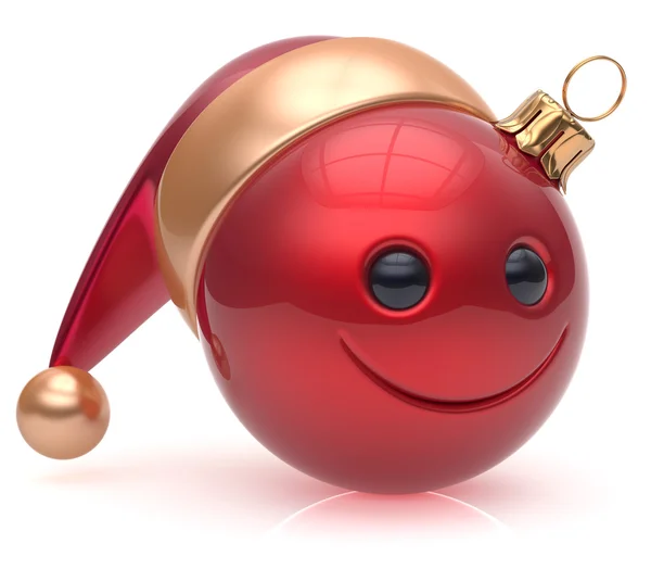 Christmas ball emoticon smiley face adornment New Year smile — Stock fotografie