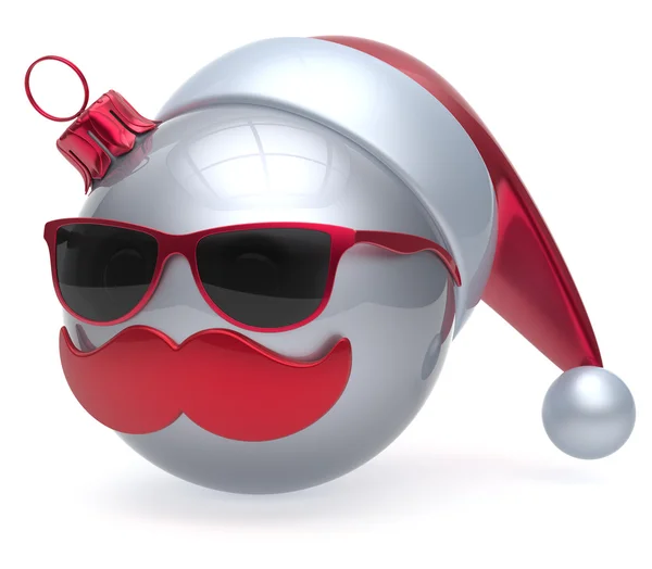Christmas ball emoticon Santa Claus hat adornment decoration — Stok fotoğraf
