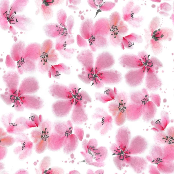 중국의 벚꽃화는 솔기없는 무늬이다 — 스톡 사진