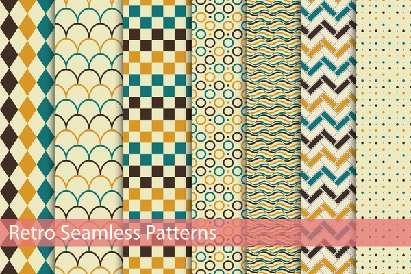 Collection of retro seamless patterns. — Stock Vector