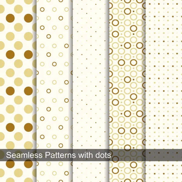 Seamless retro patterns with circles and dots. — Stock Vector