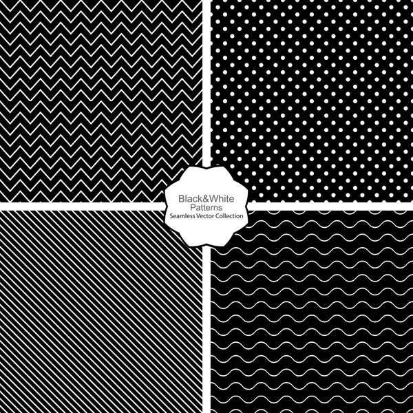 Simple black and white seamless patterns. — Stock Vector
