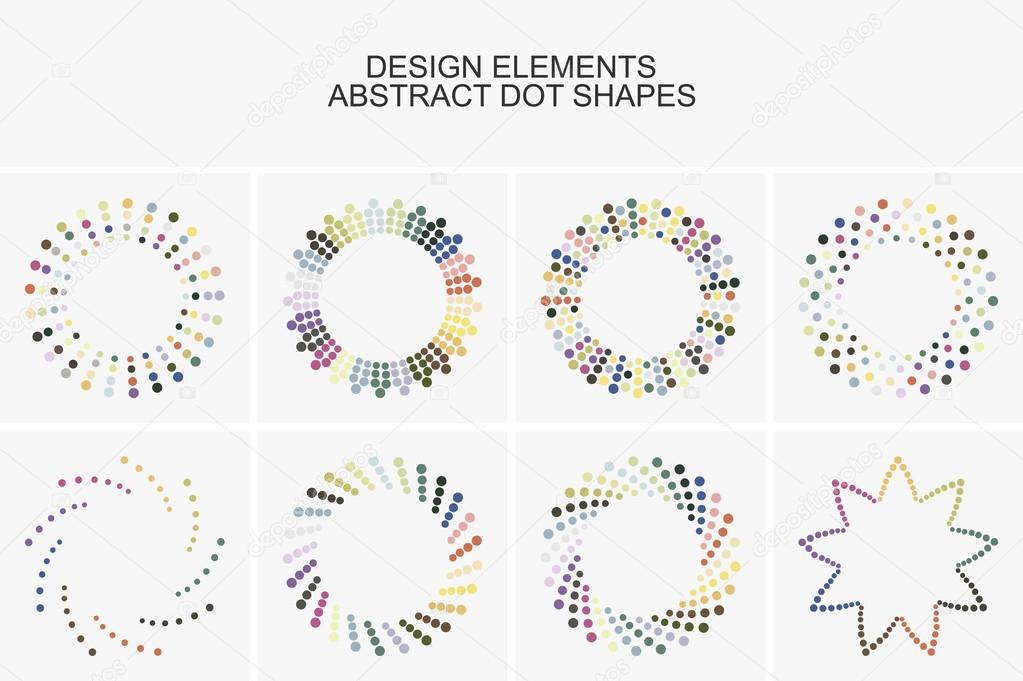 Abstract colorful dot shapes.Vector set of design elements and icons.