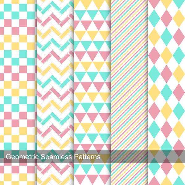 Geometric seamless patterns collection — Stock Vector